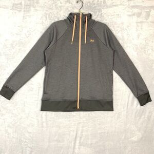 Under Armour Cold Gear Hooded Jacket Womens Large Grey Loose Full Zip